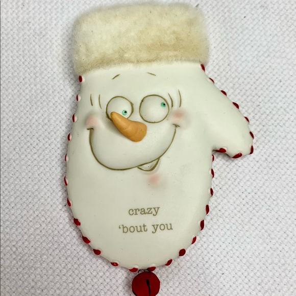 Department 56 Snowman Mitten Christmas Tree Ornament. “crazy ‘bout you” - Picture 1 of 7